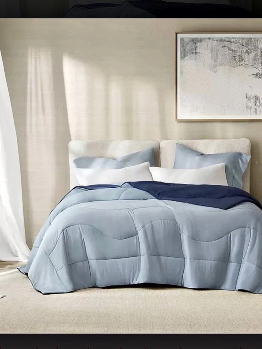 Blue Nile Mills Brushed Microfiber Reversible Comforter - Blue